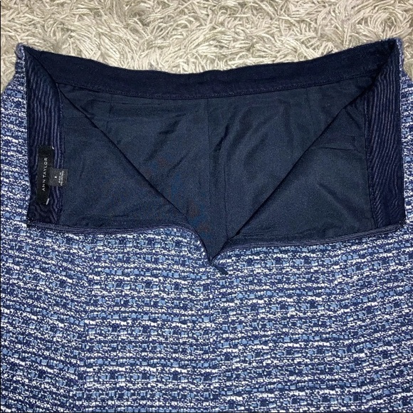 Ann Taylor Skirt Blue & White Tweed Textured Cotton Blend Size 8 - Picture 5 of 10
